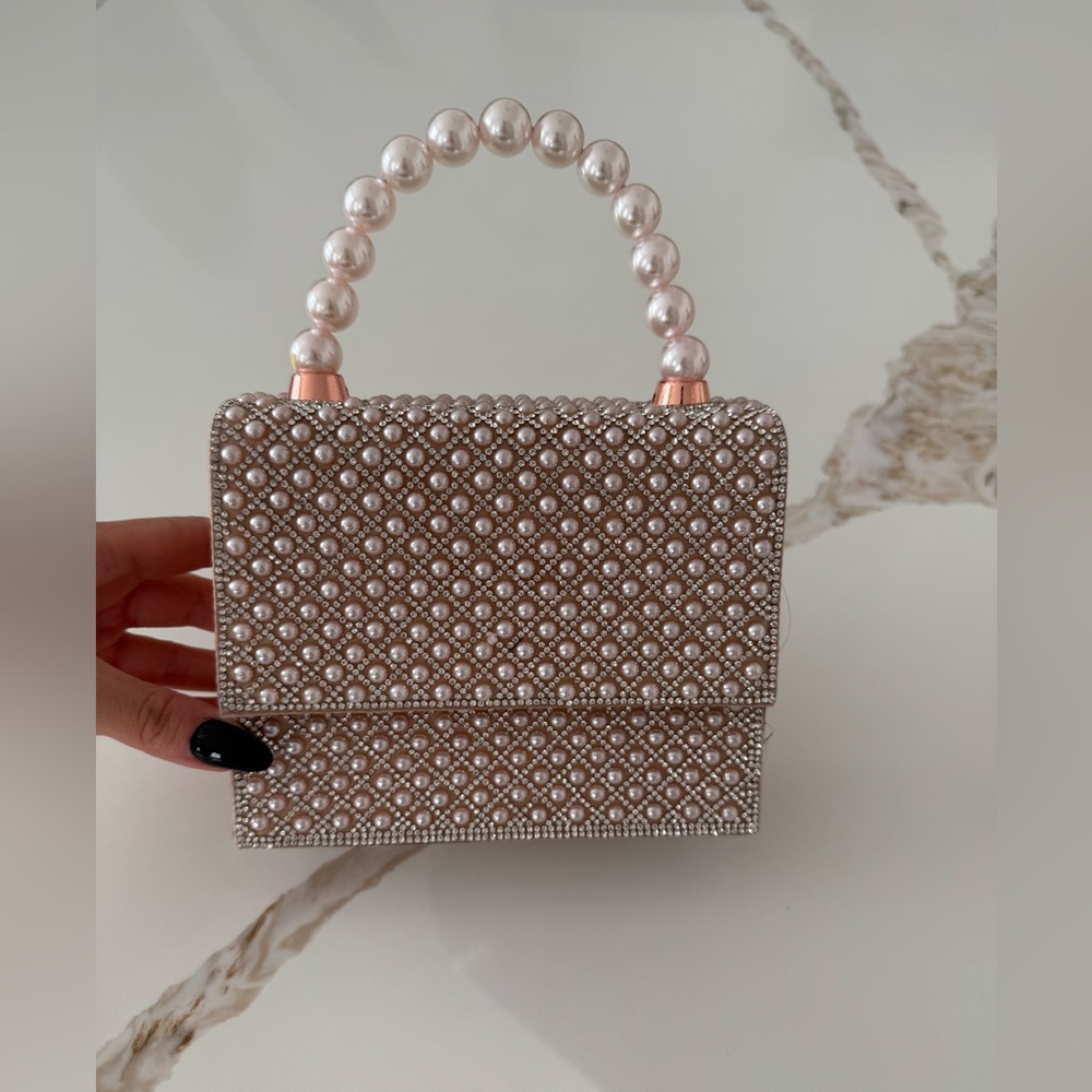 Aldo Pearl-Studded Mini Bag in Cream